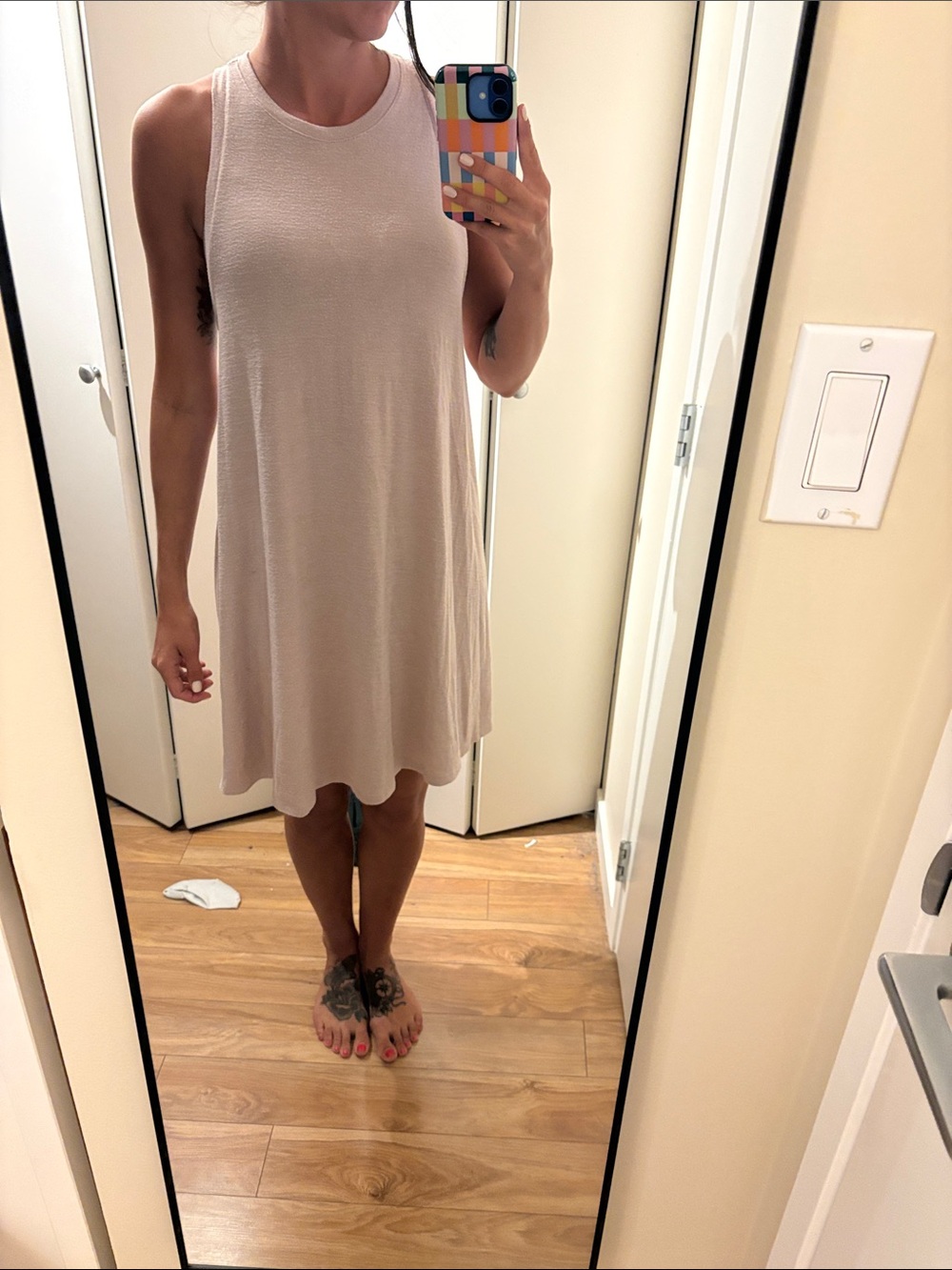Aritzia Wilfred Dusty Rose Knit Tank Dress